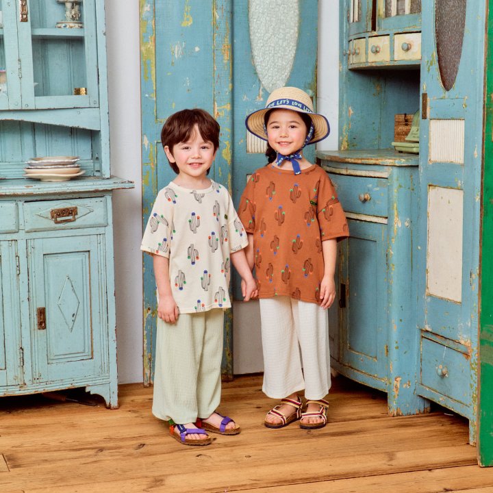 Firstblue - Korean Children Fashion - #littlefashionista - Cactus Printed Short Sleeve Tee - 9