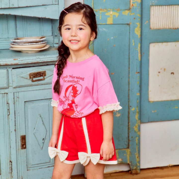 Firstblue - Korean Children Fashion - #littlefashionista - Lace Sleeve Short Sleeve Tee - 6