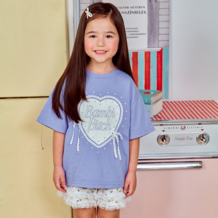 Firstblue - Korean Children Fashion - #littlefashionista - Bambi Heart Short Sleeve Tee - 5