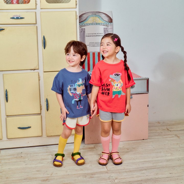 Firstblue - Korean Children Fashion - #magicofchildhood - Vacation Animal Short Sleeve Tee - 3