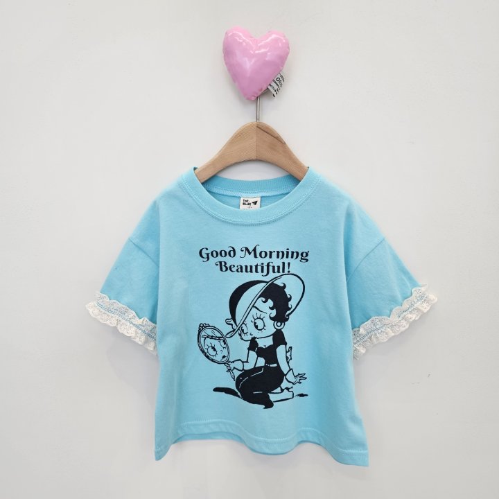 Firstblue - Korean Children Fashion - #magicofchildhood - Lace Sleeve Short Sleeve Tee - 7