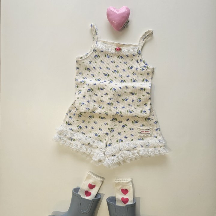 Firstblue - Korean Children Fashion - #minifashionista - Waffle Flower Sleeveless Tee - 8