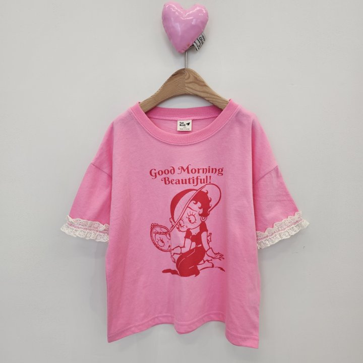 Firstblue - Korean Children Fashion - #minifashionista - Lace Sleeve Short Sleeve Tee - 8