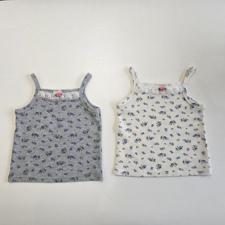 Firstblue - Korean Children Fashion - #prettylittlegirls - Waffle Flower Sleeveless Tee - 9