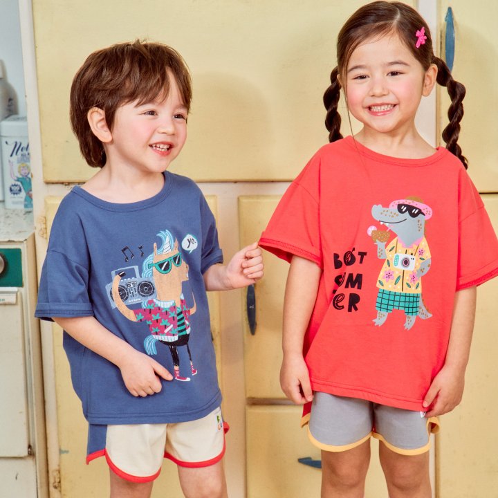 Firstblue - Korean Children Fashion - #prettylittlegirls - Vacation Animal Short Sleeve Tee - 5