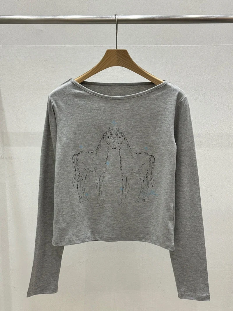 Flash - Korean Women Fashion - #momslook - Horse Tee - 3