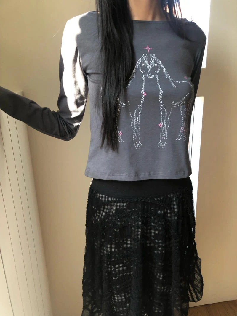 Flash - Korean Women Fashion - #vintagekidsstyle - Horse Tee - 7