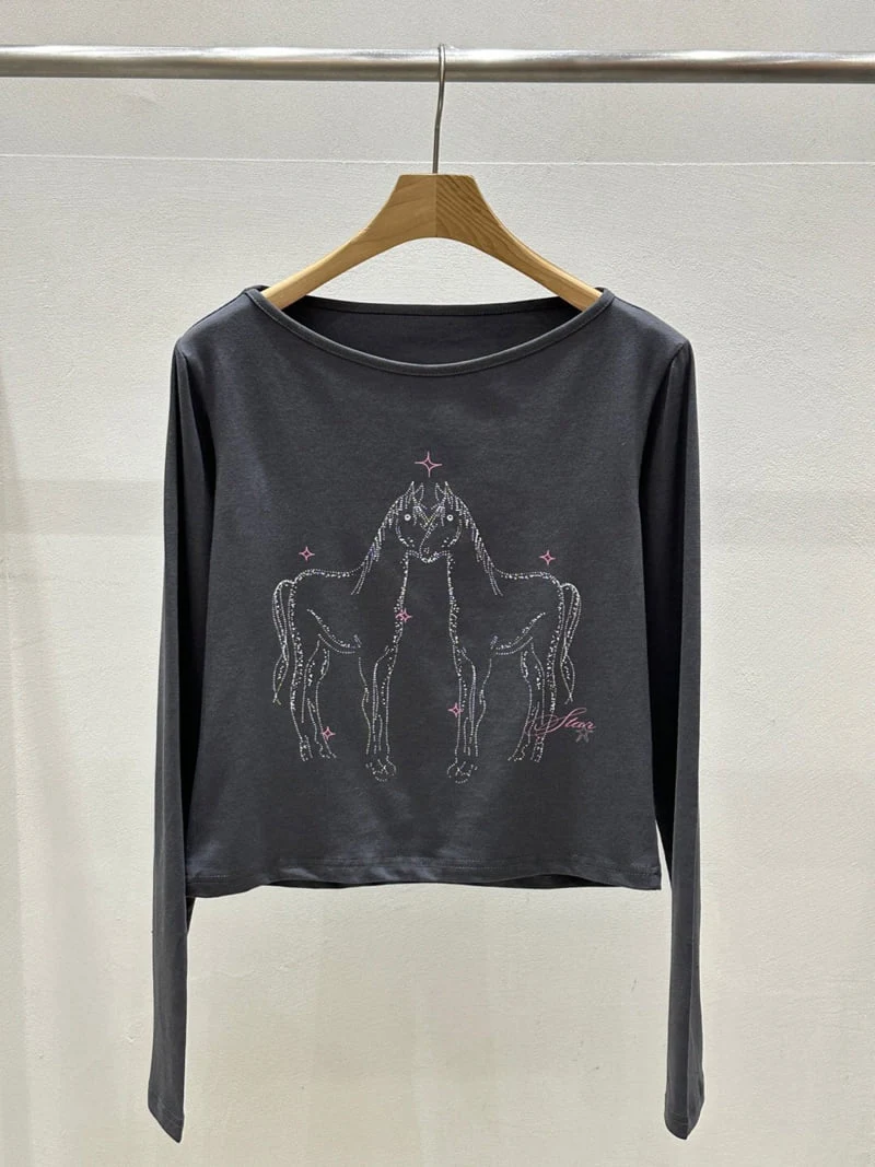 Flash - Korean Women Fashion - #womensfashion - Horse Tee - 5