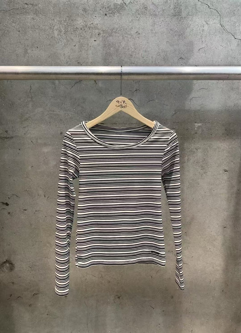 Gavara Market - Korean Women Fashion - #womensfashion - Serin Stripe Long Sleeve Tee - 4