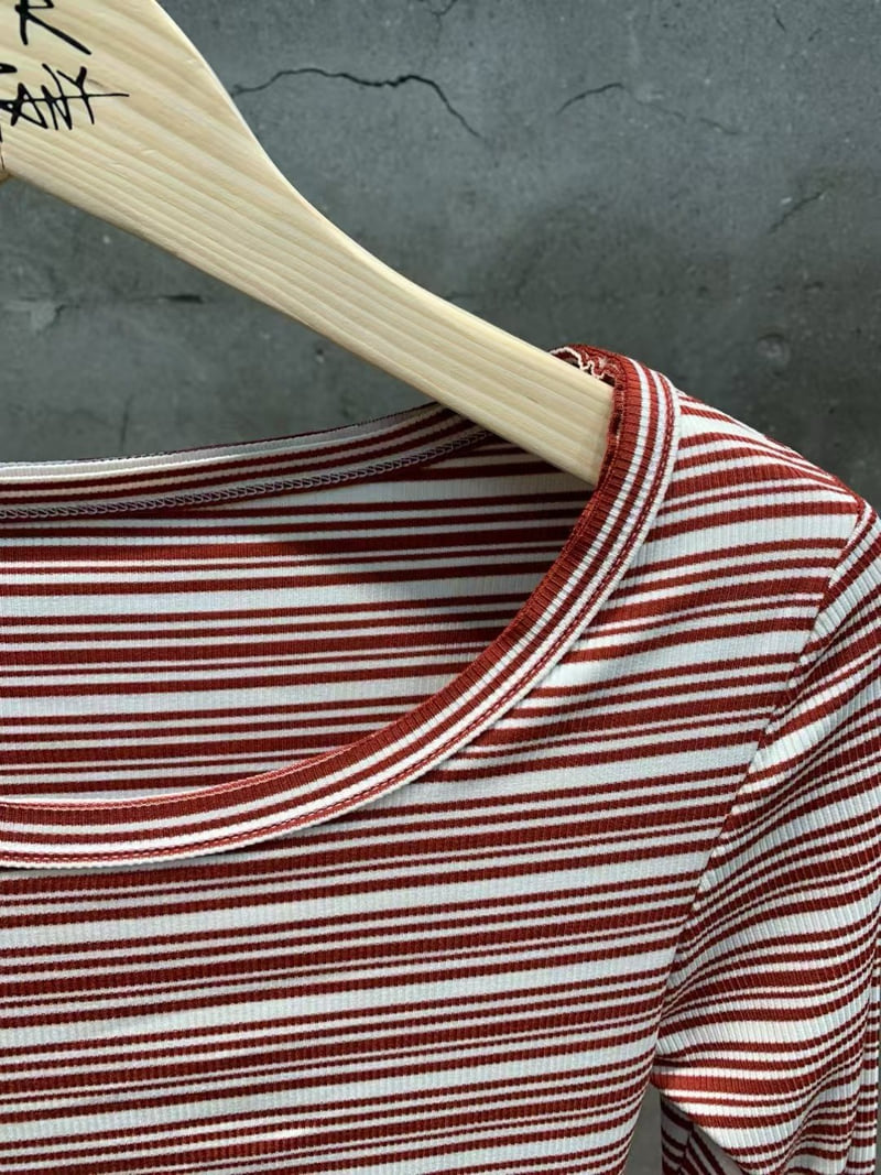 Gavara Market - Korean Women Fashion - #momslook - Serin Stripe Long Sleeve Tee - 6