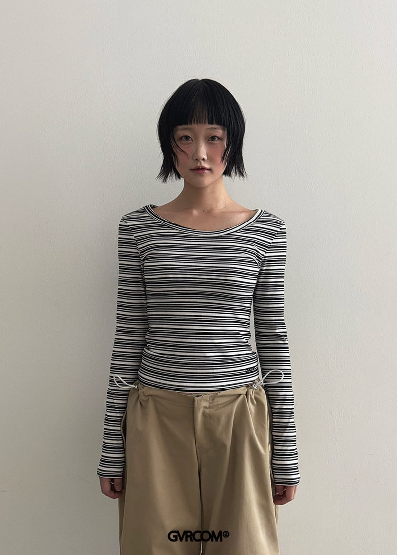 Gavara Market - Korean Women Fashion - #momslook - Serin Stripe Long Sleeve Tee - 8