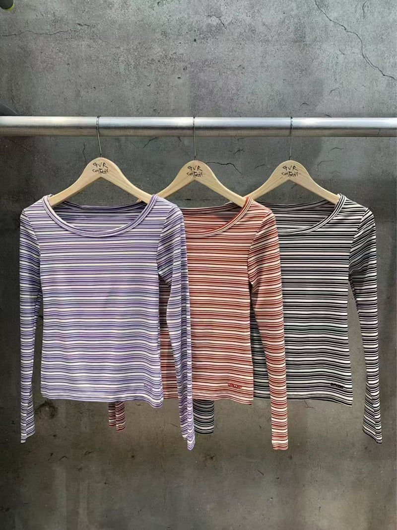 Gavara Market - Korean Women Fashion - #womensfashion - Serin Stripe Long Sleeve Tee