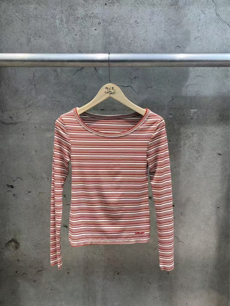 Gavara Market - Korean Women Fashion - #womensfashion - Serin Stripe Long Sleeve Tee - 3