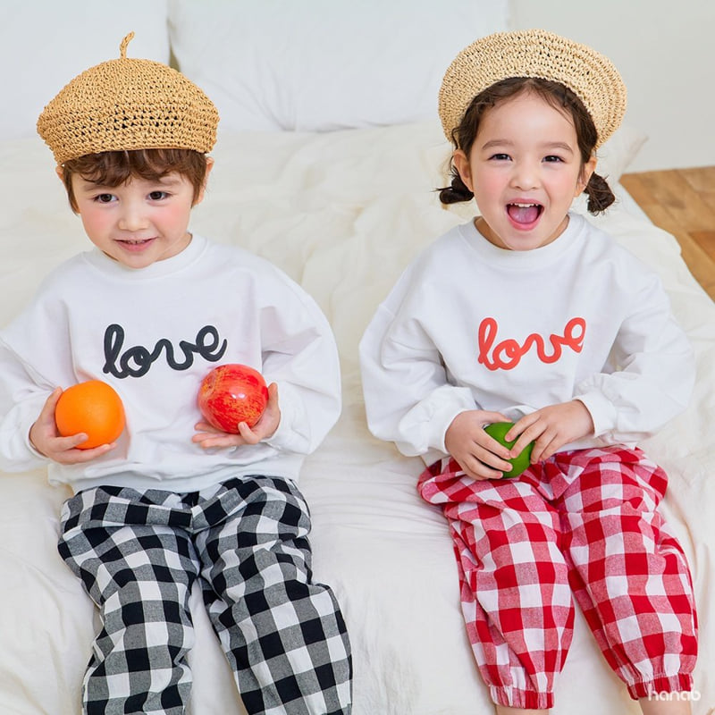 Hanab - Korean Children Fashion - #childofig - Check Love Pants Set