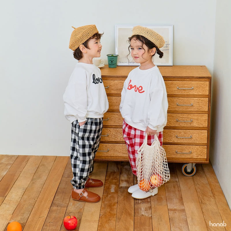 Hanab - Korean Children Fashion - #childofig - Check Love Pants Set - 2