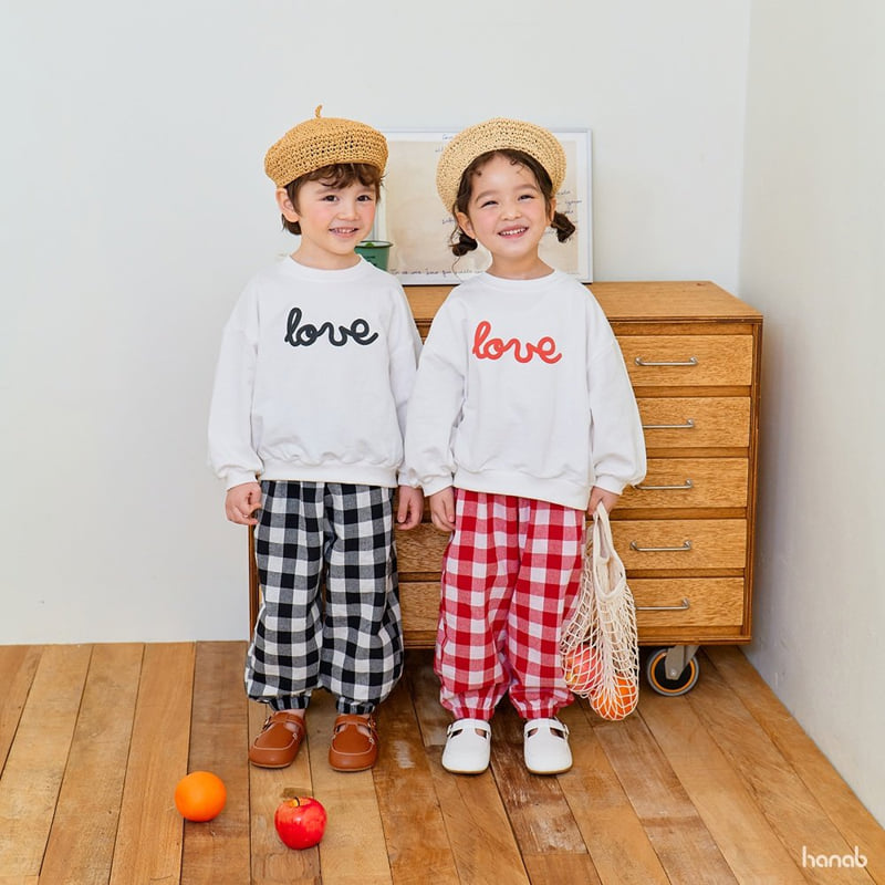 Hanab - Korean Children Fashion - #childrensboutique - Check Love Pants Set - 3