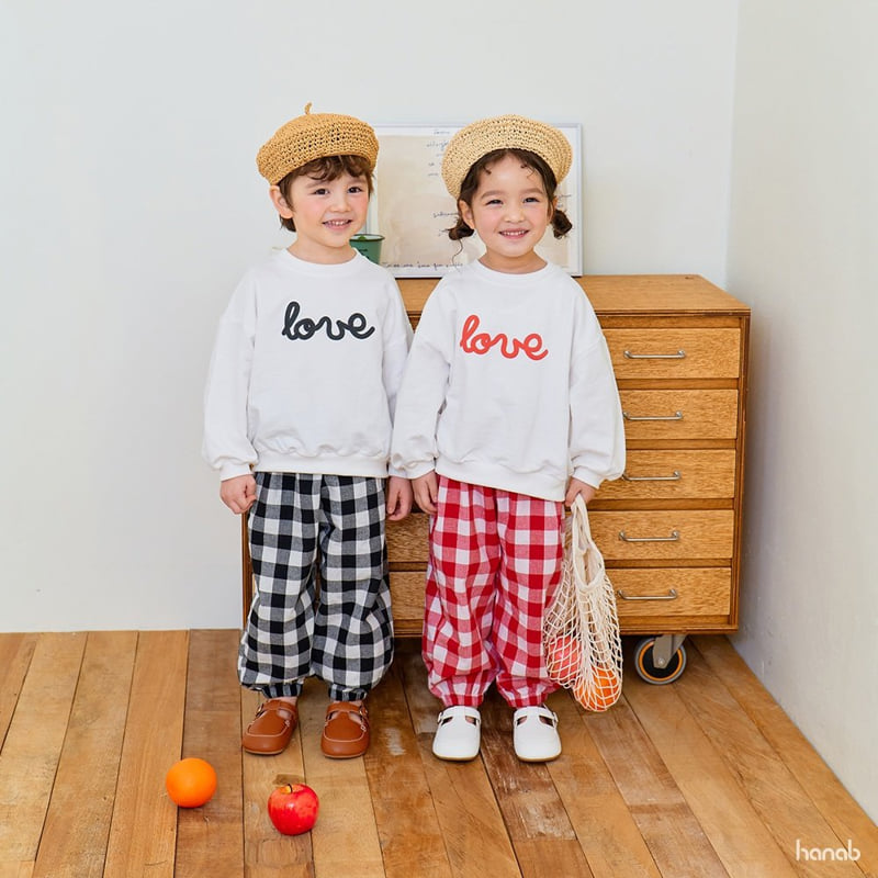 Hanab - Korean Children Fashion - #fashionkids - Check Love Pants Set - 6