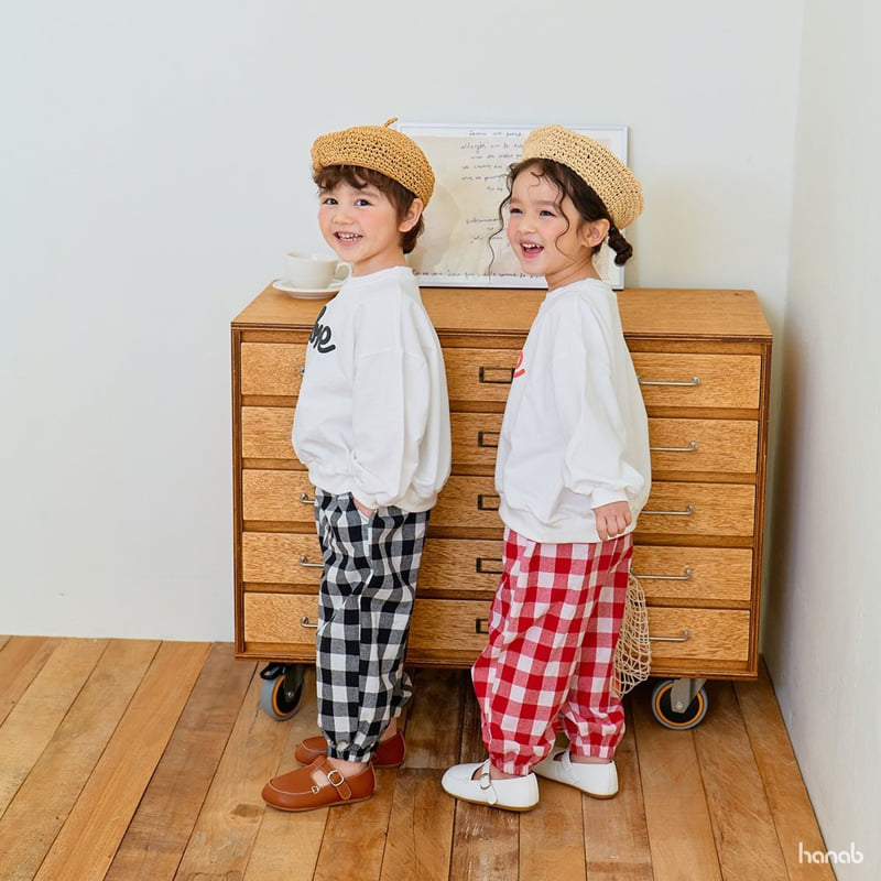 Hanab - Korean Children Fashion - #kidsshorts - Check Love Pants Set - 7