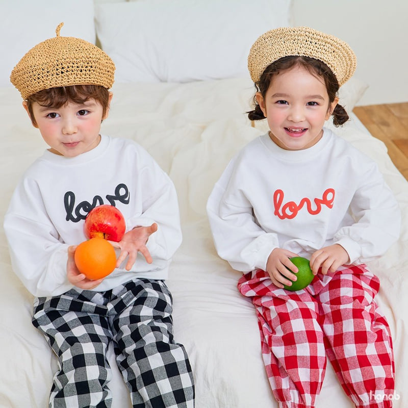 Hanab - Korean Children Fashion - #kidsstore - Check Love Pants Set - 8