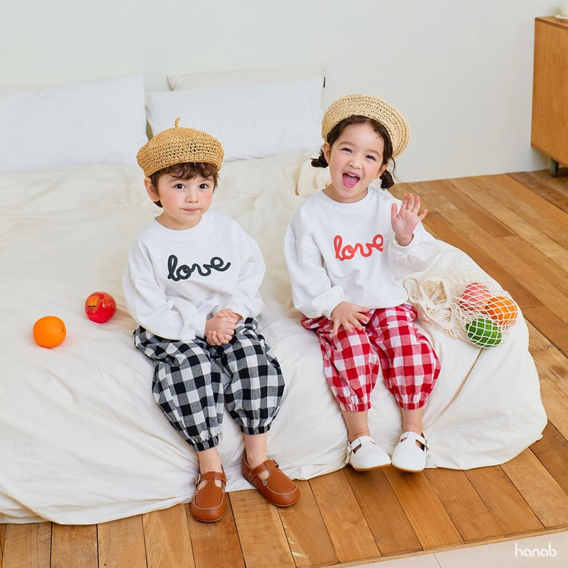 Hanab - Korean Children Fashion - #kidzfashiontrend - Check Love Pants Set - 9