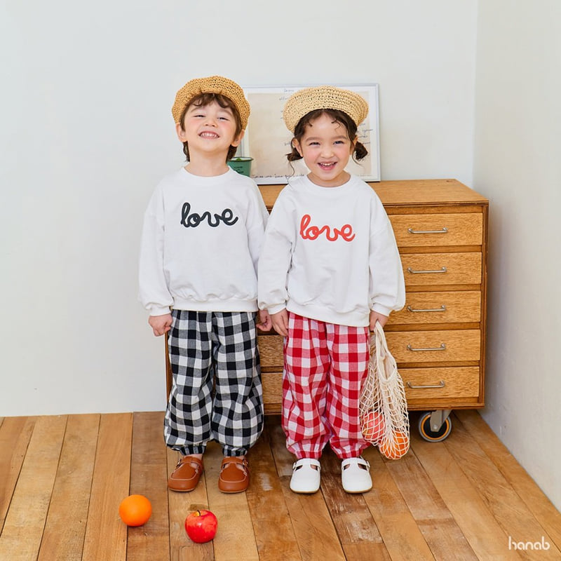 Hanab - Korean Children Fashion - #littlefashionista - Check Love Pants Set - 11