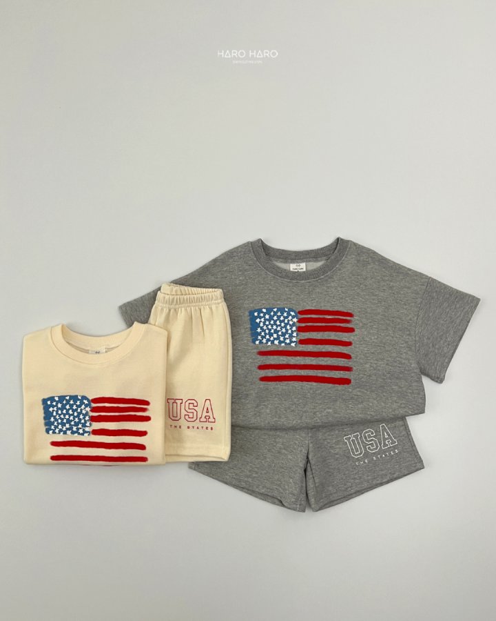 Haro Haro - Korean Children Fashion - #designkidswear - USA Top Bottom Set - 6