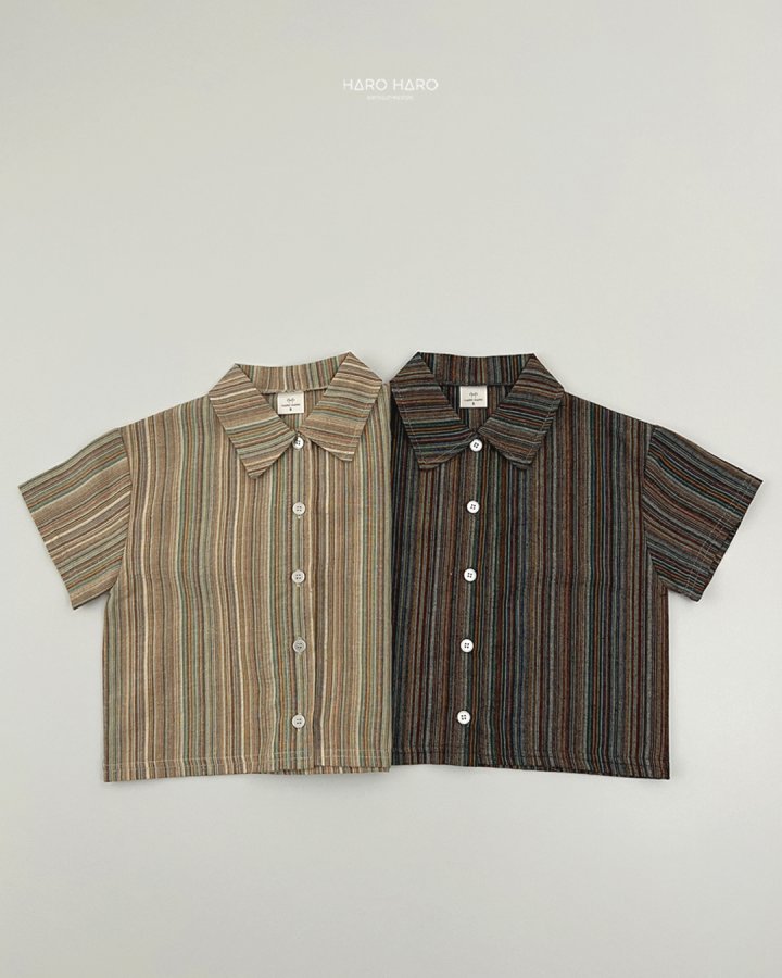 Haro Haro - Korean Children Fashion - #discoveringself - Bell Stripe Short Sleeve Shirt - 3
