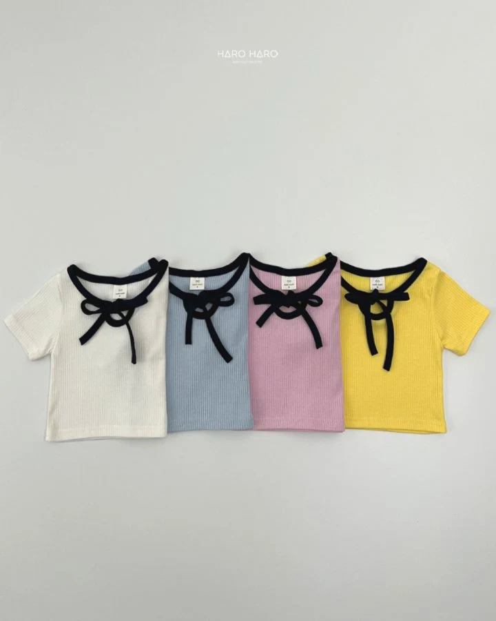 Haro Haro - Korean Children Fashion - #fashionkids - Lovely Raglan Ribbon Tee - 3
