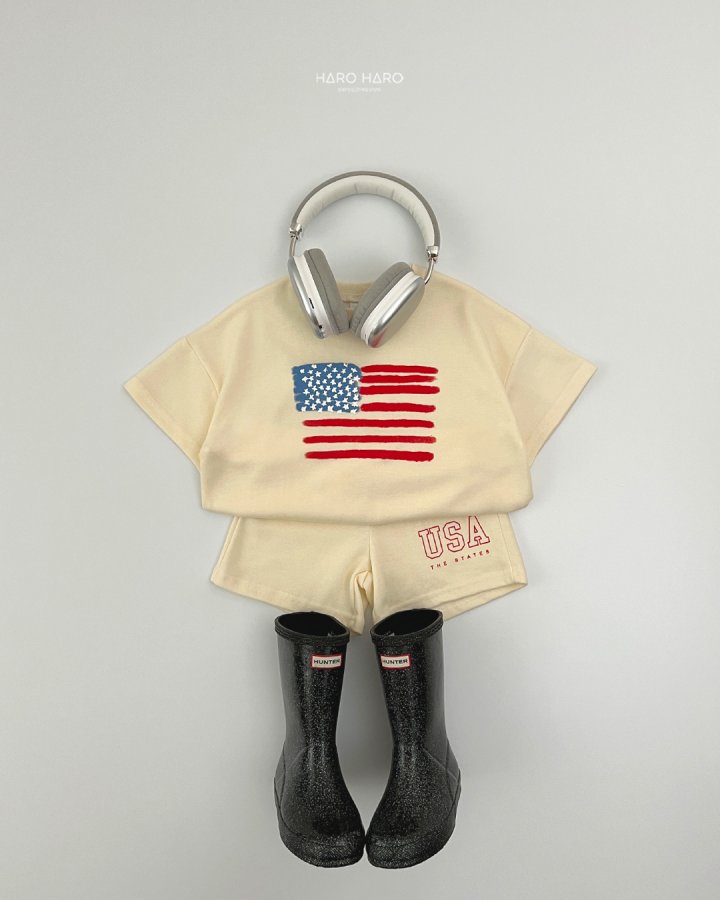 Haro Haro - Korean Children Fashion - #kidsshorts - USA Top Bottom Set - 9