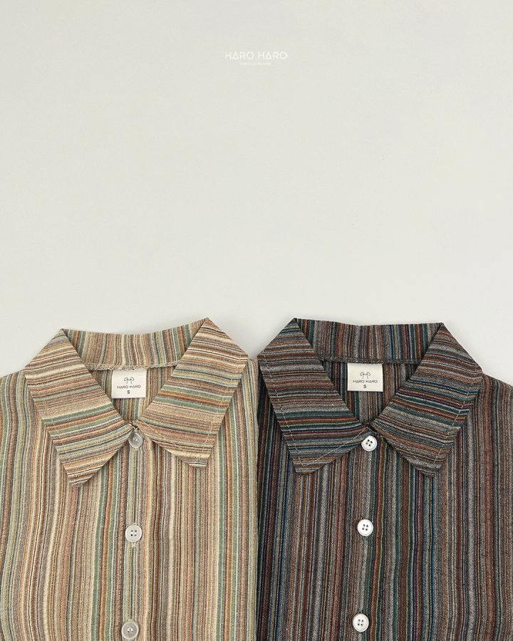 Haro Haro - Korean Children Fashion - #kidsshorts - Bell Stripe Short Sleeve Shirt - 5