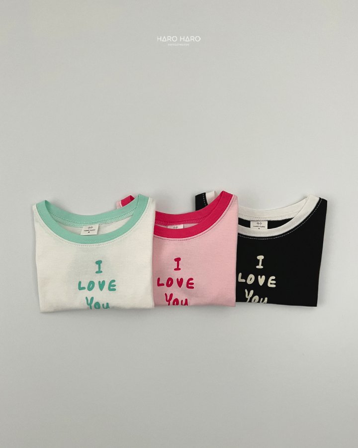 Haro Haro - Korean Children Fashion - #kidsshorts - I Love You Raglan Tee - 7