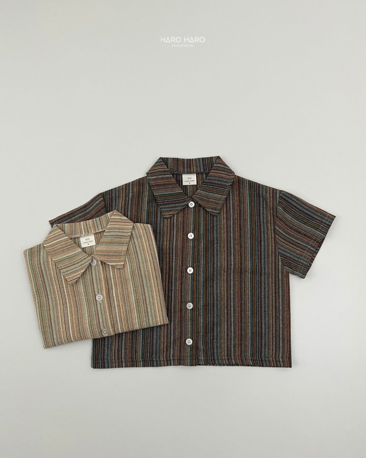 Haro Haro - Korean Children Fashion - #kidsstore - Bell Stripe Short Sleeve Shirt - 6