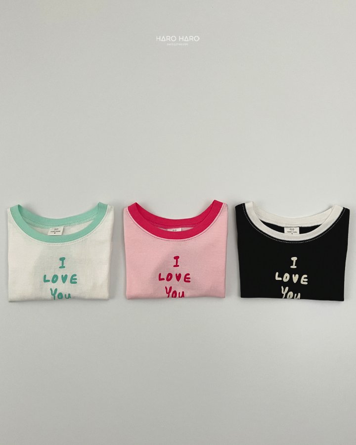 Haro Haro - Korean Children Fashion - #kidsstore - I Love You Raglan Tee - 8
