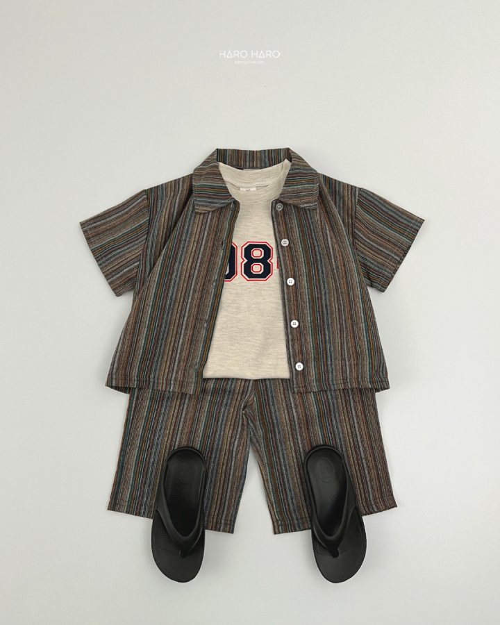 Haro Haro - Korean Children Fashion - #littlefashionista - Bell Stripe Short Sleeve Shirt - 9