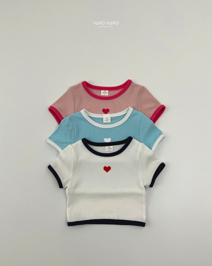 Haro Haro - Korean Children Fashion - #littlefashionista - Heart Rib Tee - 2