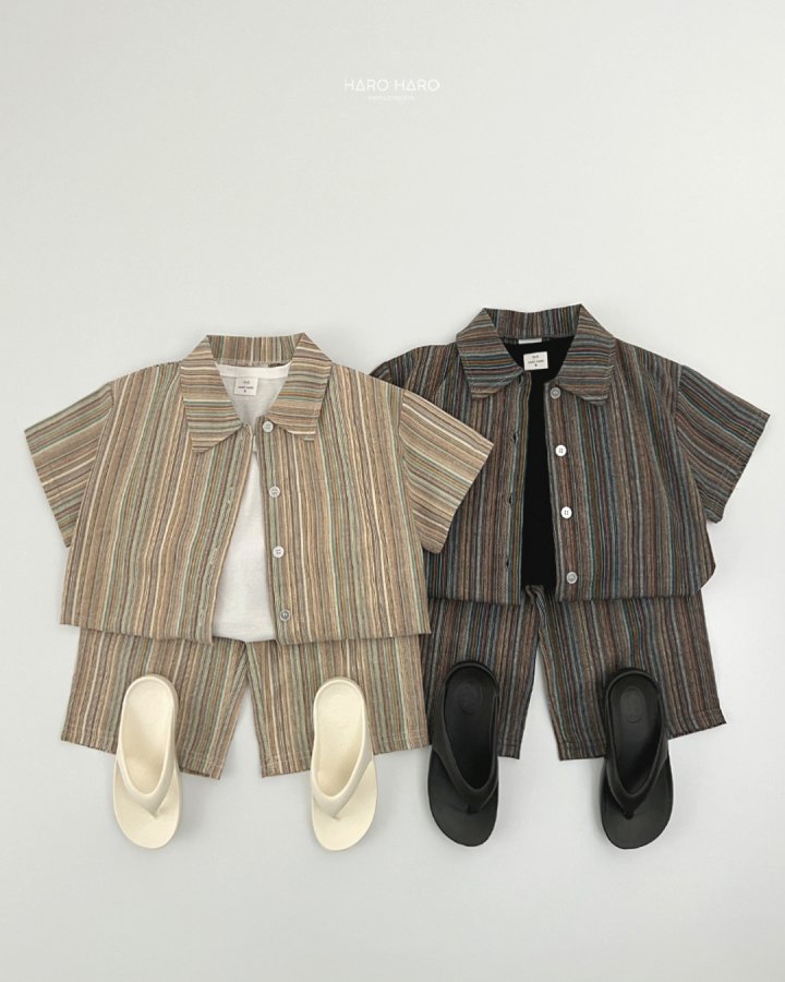 Haro Haro - Korean Children Fashion - #magicofchildhood - Bell Stripe Short Sleeve Shirt - 10