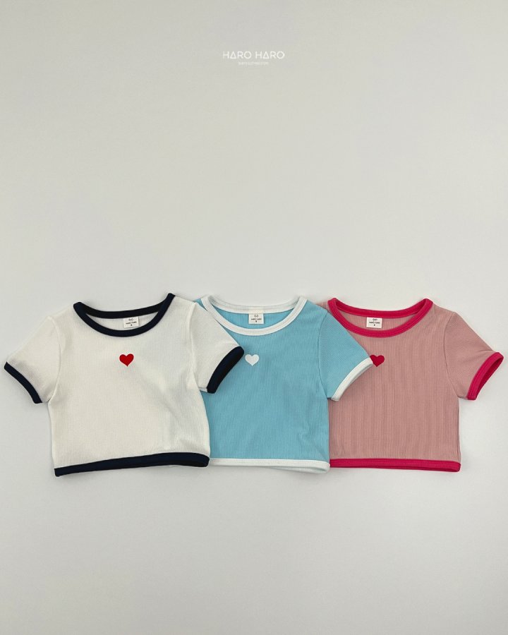 Haro Haro - Korean Children Fashion - #magicofchildhood - Heart Rib Tee - 3