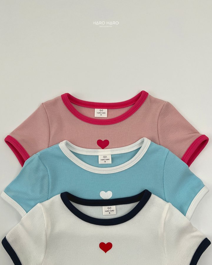 Haro Haro - Korean Children Fashion - #magicofchildhood - Heart Rib Tee - 4