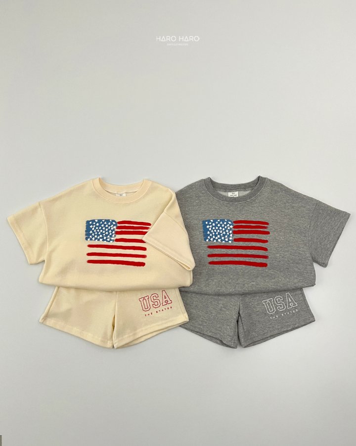 Haro Haro - Korean Children Fashion - #stylishchildhood - USA Top Bottom Set - 3