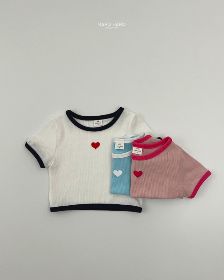 Haro Haro - Korean Children Fashion - #todddlerfashion - Heart Rib Tee - 6