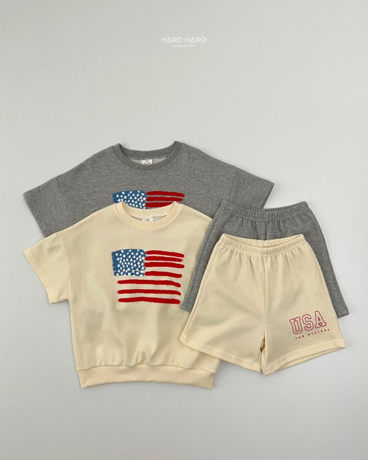 Haro Haro - Korean Children Fashion - #toddlerclothing - USA Top Bottom Set - 2