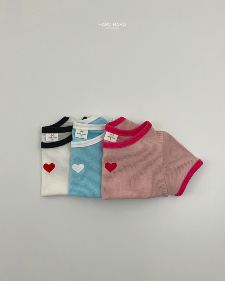 Haro Haro - Korean Children Fashion - #toddlerclothing - Heart Rib Tee - 7