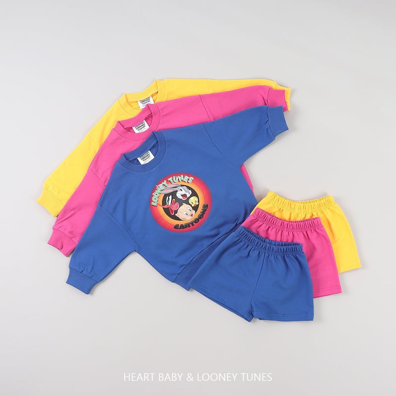Heart Baby - Korean Children Fashion - #childrensboutique - Looney Shorts Top Bottom Set - 6