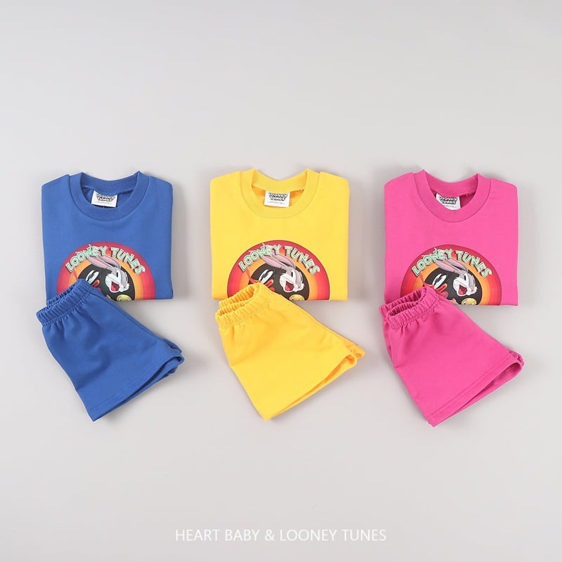 Heart Baby - Korean Children Fashion - #designkidswear - Looney Shorts Top Bottom Set - 7