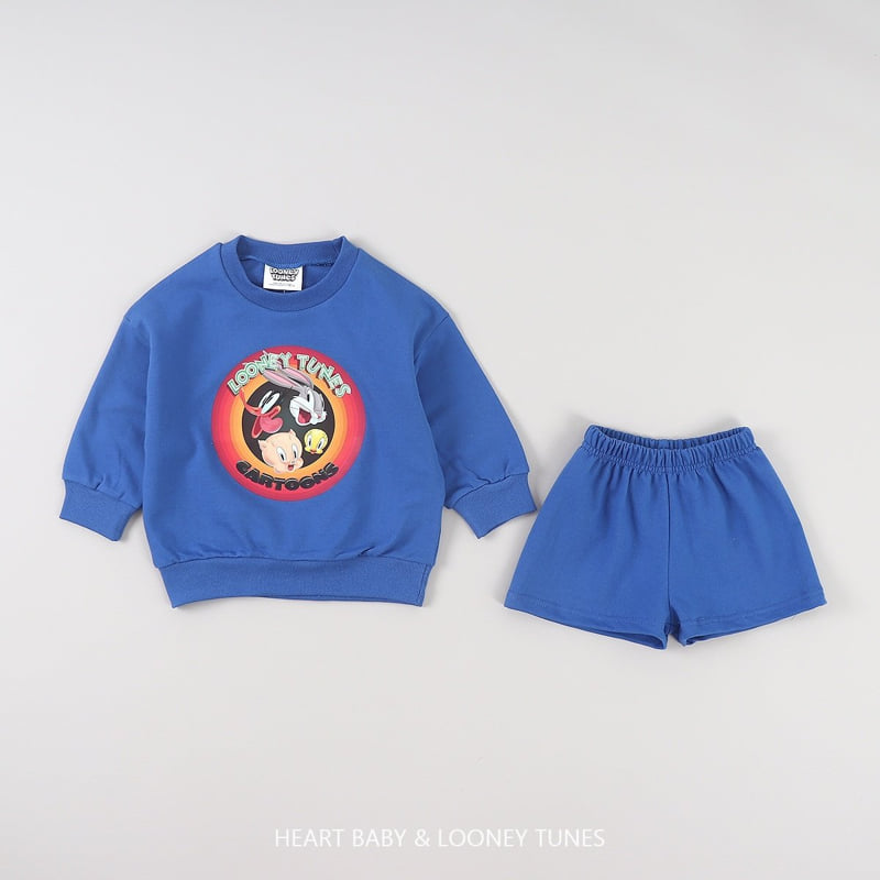 Heart Baby - Korean Children Fashion - #kidsshorts - Looney Shorts Top Bottom Set - 10