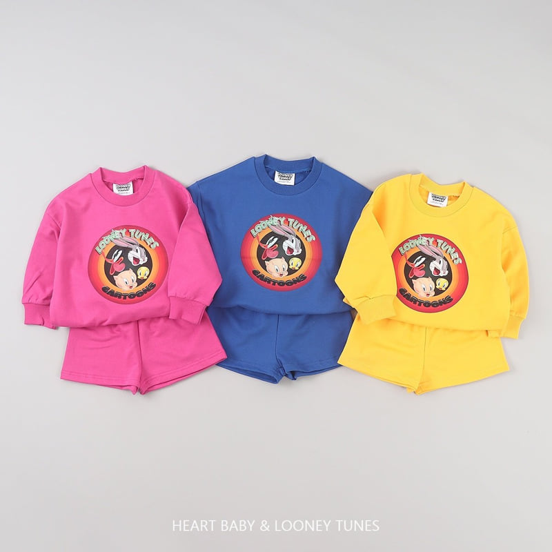 Heart Baby - Korean Children Fashion - #todddlerfashion - Looney Shorts Top Bottom Set - 2