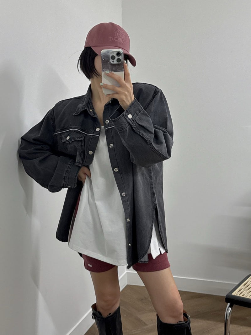 Heil - Korean Women Fashion - #momslook - Slit U-neck Tee - 10