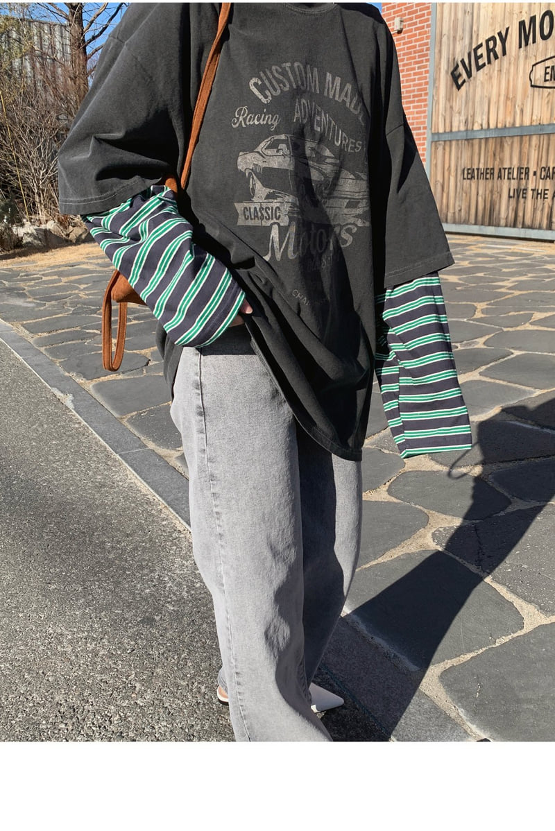 Heil - Korean Women Fashion - #vintagekidsstyle - Pigment Motor Stripe Tee - 4