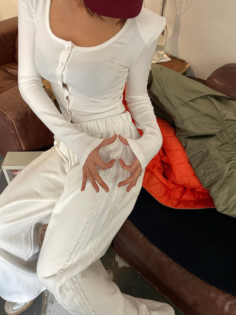 Heil - Korean Women Fashion - #thatsdarling - Lace Track Pants - 8