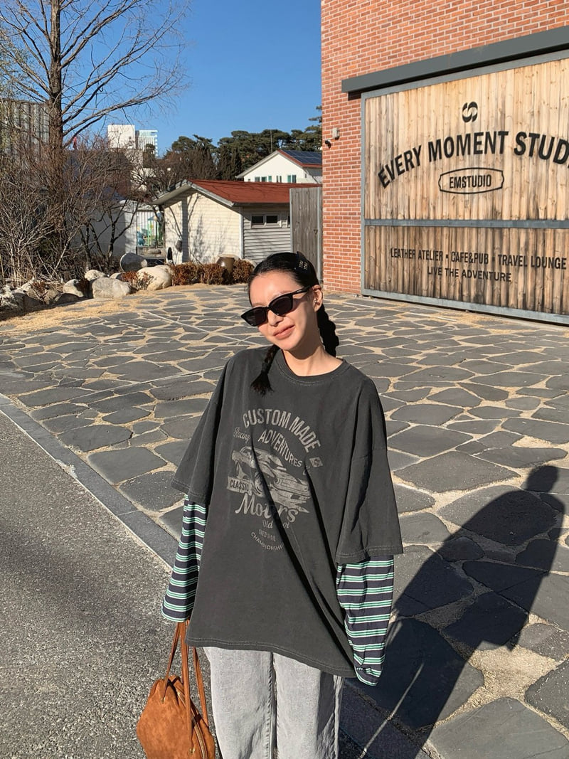 Heil - Korean Women Fashion - #vintageinspired - Pigment Motor Stripe Tee - 2